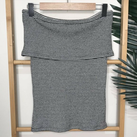 Witchery Black Striped Off Shoulder Knit Top S - Picture 3 of 13